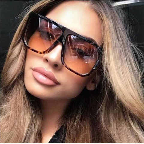 Gafas de sol cuadradas y sexys para mujer, anteojos de sol unisex de marca de moda, de gran tamaño, color negro y marrón, gafas de sol femeninas ► Foto 1/6