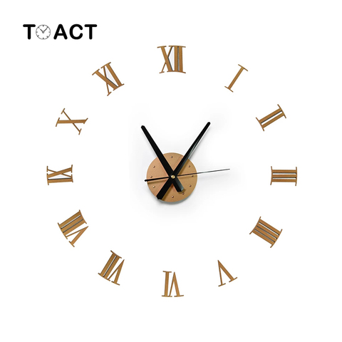 Reloj de pared de gran tamaño con pegatina 3D, reloj grande de lujo para sala de estar, decoración del hogar, números romanos ► Foto 1/1