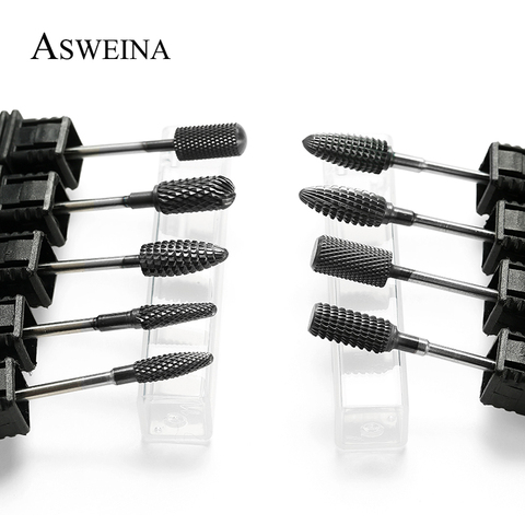 Asweina-broca de carburo de titanio negro, 9 tipos, fresa eléctrica para aparatos de manicura, accesorios, herramientas ► Foto 1/6