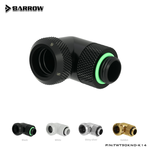 BARROW G1/4 ''90 grados OD12mm/14mm accesorios duros para tubos Ajuste de compresión a mano uso rotativo para exteriores 12mm/14mm tubo duro ► Foto 1/6