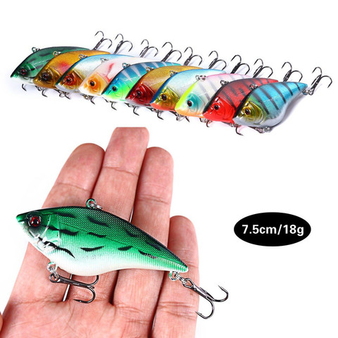 Señuelo de pesca Vib, 7,5 cm, 18g, hundimiento, Artificial, Wobbler, sin ruido, Crankbait para Lucio, capa de natación completa, 1 Uds. ► Foto 1/6