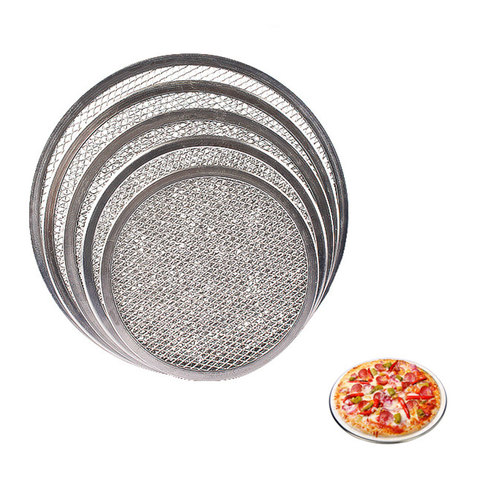 Pantalla de aluminio para hornear Pizza, malla redonda para hornear Pizza, bandeja de corteza fina, sartén de alambre de aluminio, herramienta para hornear Pizza, 1 Uds. ► Foto 1/6