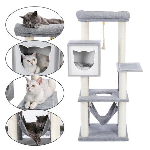 Casa de juegos para gatos de varios niveles, Centro de Actividades escalador, hamaca, mueble de condominio poste para rascar para gatitos ► Foto 1/6