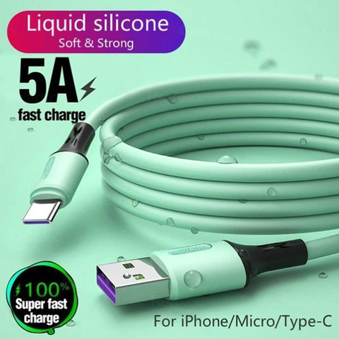 Cargador de teléfono para IPhone, Cable de carga de coche 5A tipo C, Cable de datos de silicona líquida, Cargador Usb, cargador rápido ► Foto 1/6