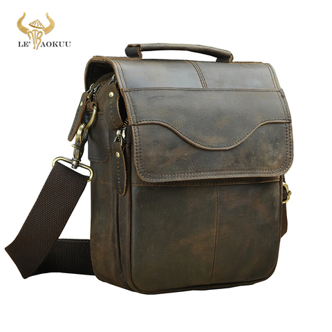 Original cuero masculino moda Casual bolso bandolera diseño bolso bandolera un hombro bolsa 8 