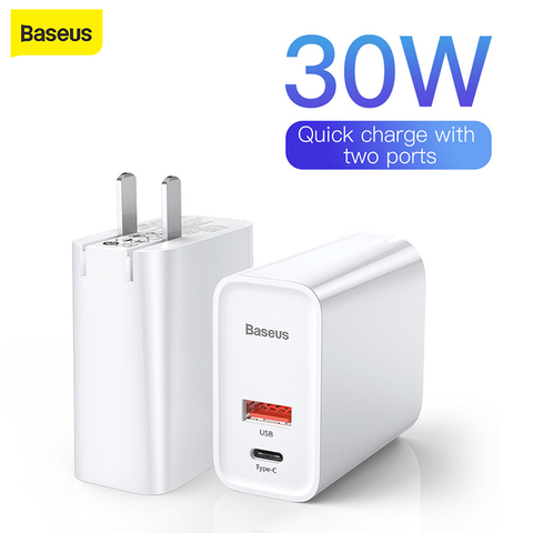 Baseus-cargador Usb de pared para iPhone, Samsung y Xiaomi, adaptador 5A, enchufe europeo y estadounidense, carga rápida ► Foto 1/6