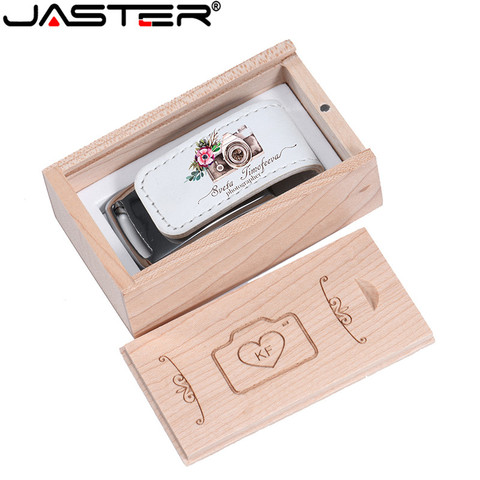 JASTER-lápiz de memoria usb 2,0 con logotipo personalizado de la empresa, Pendrive de cuero con caja, 64GB, 32GB, 4GB, 8GB, 16GB, (10 personalizaciones gratis) ► Foto 1/6