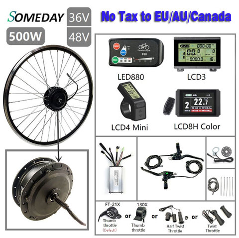 KIt de conversión de bicicleta eléctrica, 36V/48V, 500W, Motor sin escobillas de 16 ''-29'' 700C, rueda de Motor central delantero para bicicleta eléctrica ► Foto 1/6