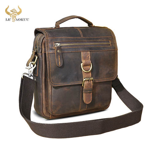 Crazy Horse-bandolera de hombro de piel auténtica para hombre, bolso cruzado de viaje, de 8 pulgadas, para tableta, 039 ► Foto 1/6