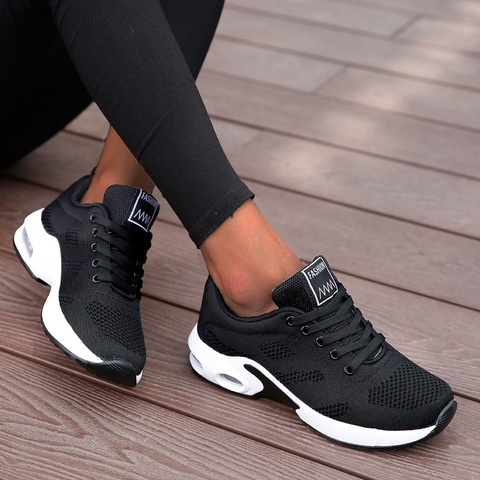 Nueva plataforma zapatillas de deporte Zapatos informales transpirables de moda de mujer aumento de altura zapatos de mujer de talla grande 35-42 ► Foto 1/6