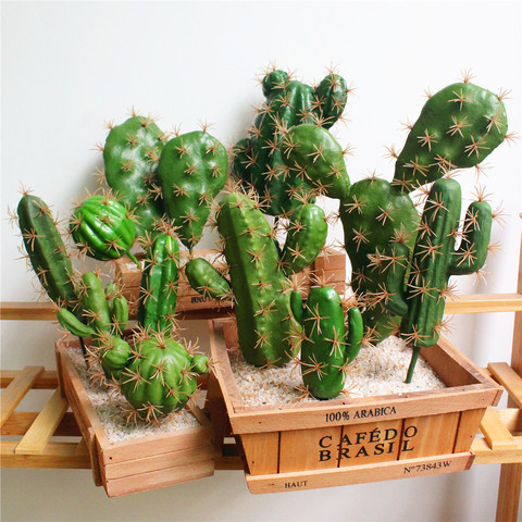 Cactus suculentas artificiales de plástico, planta en maceta de pera Espinosa, simulación ecológica, decoración de escritorio para el hogar y la Oficina ► Foto 1/6