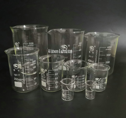 Uds 25ml a 2000ml transparente vaso graduado vaso de laboratorio taza de medición volumétrica de vidrio experimento de química de la herramienta ► Foto 1/6