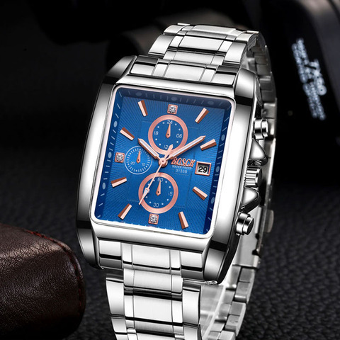 Reloj de marca superior de lujo para hombre, cronógrafo luminoso, único, azul y negro, de negocios, resistente al agua, minimalista ► Foto 1/6