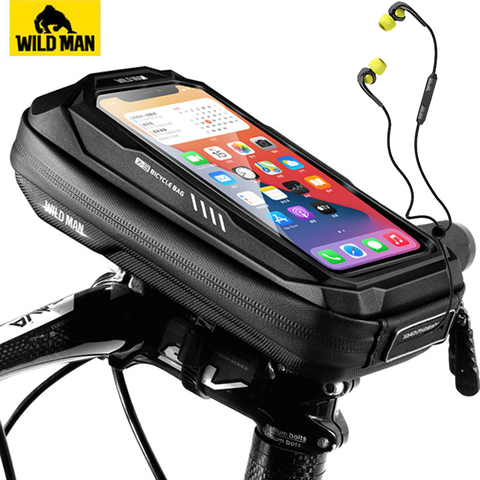 WILD MAN-Bolsa rígida reflectante para bicicleta, resistente a la lluvia, pantalla táctil del teléfono móvil, bolso de tubo superior para bicicleta, accesorios para bicicleta ► Foto 1/6