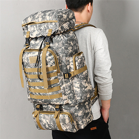 80L impermeable Molle Camo mochila táctica ejército militar senderismo Camping mochila viaje mochila deportes al aire libre escalada bolsa ► Foto 1/6