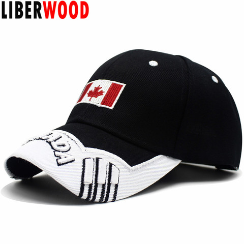 LIBERWOOD-Sombrero de béisbol con estampado de la bandera de Canadá para hombre y mujer, gorra de béisbol Patriótica con estampado de hoja de arce, i love, ciudad de Canadá, Miami, edmton ► Foto 1/6