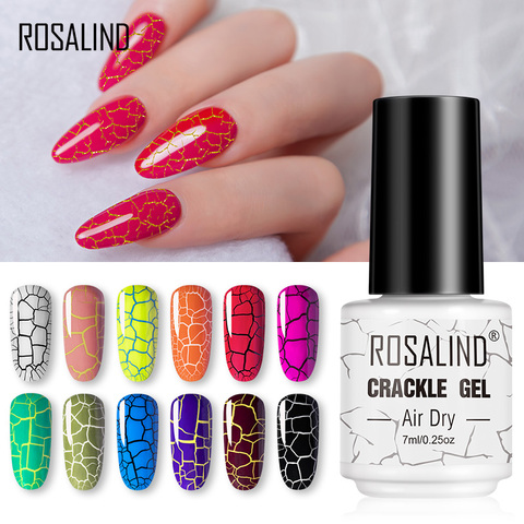 ROSALIND Crackle Gel de esmalte de uñas de Color clásico Base de esmalte de uñas de híbrido de manicura para UV Semi permanente capa superior para Base ► Foto 1/6