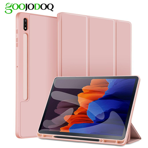 Funda para Samsung Galaxy Tab S7, funda para Samsung Tab S7 Plus con soporte para lápices SM-t870 t875 SM-t970 t975 11/12.4 pulgadas Auto Sleep ► Foto 1/6