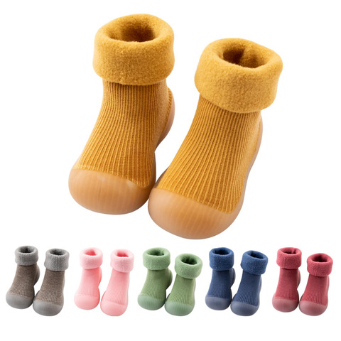 Calcetines antideslizantes Unisex para niños y niñas, zapatos antideslizantes para primeros zapatos de andar, suela de goma blanda, botines de punto ► Foto 1/6