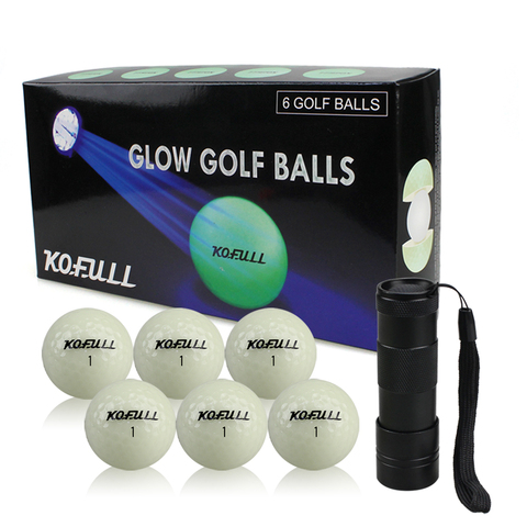 KOFULL 6 uds pelotas de golf, bolas de Golf con luz, led golf ball, que brillan en la oscuridad, suministros de práctica, regalo ► Foto 1/6