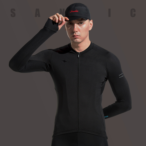 Santic-Jersey de Ciclismo de manga larga para hombre, ropa cómoda y protectora solar para bicicleta de montaña, talla asiática, para primavera y otoño, WM0C01112 ► Foto 1/6