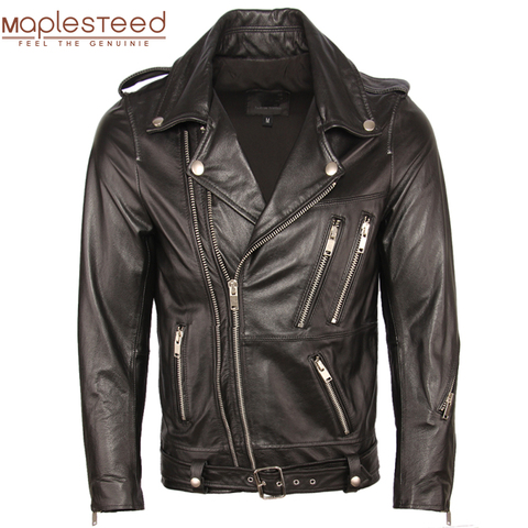 Chaqueta de cuero para motocicleta para hombre, chaqueta de cuero genuino, 100%, piel de oveja, para motociclista, para otoño, M353 ► Foto 1/4