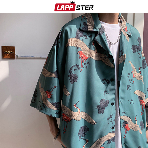 LAPPSTER-camisas de dibujo de calavera para hombre, camisas de manga corta abotonada Vintage de verano, Harajuku, coreanas, modernas, lisas, 2022 ► Foto 1/6