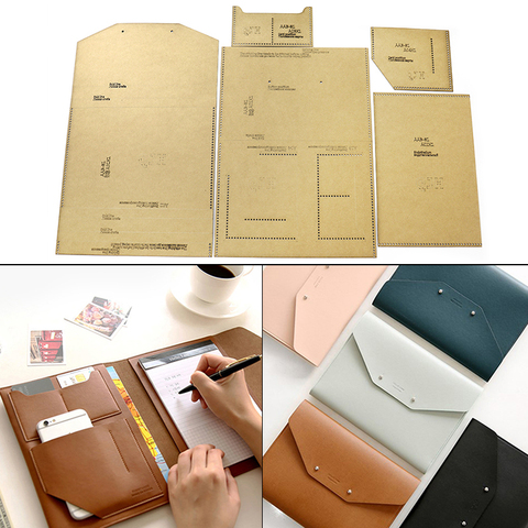 1Set Kraft DIY Plantilla de papel bolso de embrague cartera pasaporte bolsa de cuero libro de cuero de patrón para manualidades plantilla DIY patrón de costura ► Foto 1/6