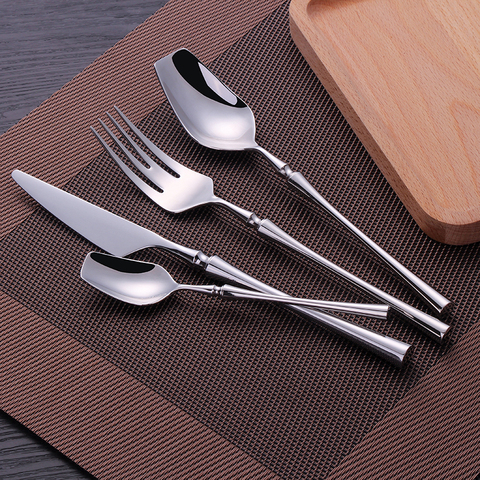 Spklifey 24 Uds vajilla de plata de acero inoxidable Set de Cubiertos, tenedor cuchara cuchillo 48 Uds vajilla cuchara conjunto cubiertos 2022 nuevo ► Foto 1/5
