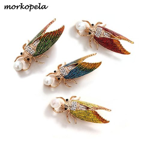 Morkopela insecto cigarra esmalte de moda Pin insectos escarabajo broches joyería de las mujeres regalo de broche de joyería para las mujeres ► Foto 1/6