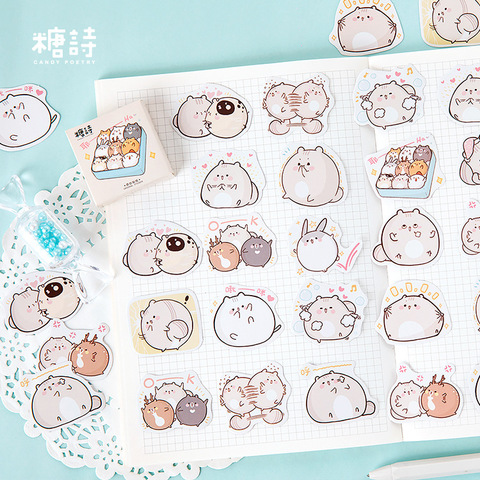 Pegatinas Kawaii de hámster Friends para álbumes de recortes, diario, álbum diario artesanal, etiqueta adhesiva, libro de mano decorativo, 45 Uds. ► Foto 1/5