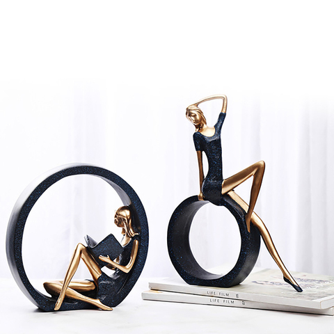 1 Juego de estatuilla de escultura de mujer de resina, regalo para lectores, maestros, objetos decorativos modernos para el hogar, la Oficina, la Mesa y el escritorio ► Foto 1/5