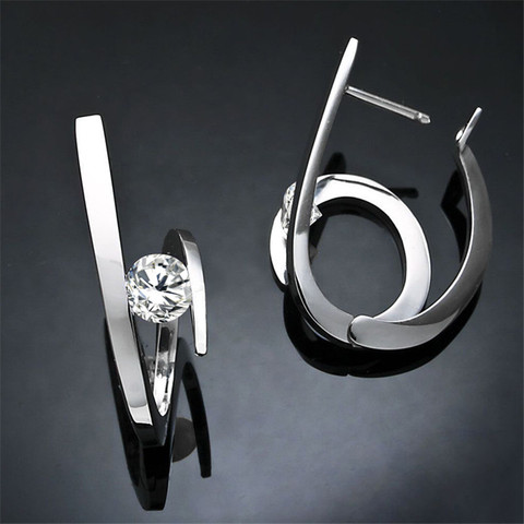 Blaike-pendientes de plata geométrica pendientes de circón blanco joyería para fiesta y boda Mujer ► Foto 1/6