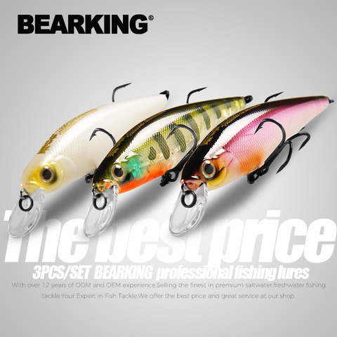 BEARKING Squad Minnow-señuelos de pesca, cebo de manivela wobbler de colores surtidos, sistema de peso de tungsteno SP, 95mm, 14,8g, 65mm, 6g, 3 uds. Por juego ► Foto 1/6