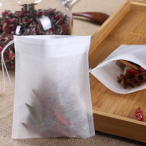 Bolsitas de té con cordón desechables, 100 Uds., 5x7cm, bolsas de té vacías, papel de tela no tejida de grado alimenticio, filtros de café ► Foto 1/6