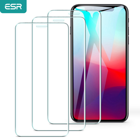 ESR-Protector de pantalla de cristal para iPhone, película protectora de pantalla para iPhone 11 Pro 11 Pro Max 11 2022 X XS XR XS Max, 2 unidades ► Foto 1/6