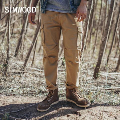 SIMWOOD pantalones de carga hasta el tobillo, pantalones holgados de talla grande con varios bolsillos, pantalones de alta calidad, pantalón lavado Enzimático ► Foto 1/6