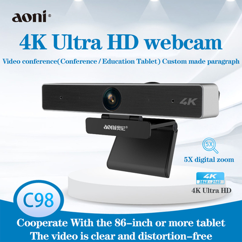 Cámara web Aoni C98 4K HD para streaming y grabación en videoconferencia, webcam con zoom digital 5X, para enseñanza y formación, para Windows ► Foto 1/6