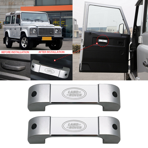 Embellecedor de manija de puerta para Land Rover Defender, embellecedor de aleación de aluminio negro para Interior de coche Landrover 90, Accesorios Nuevos, 110, 130 ► Foto 1/6