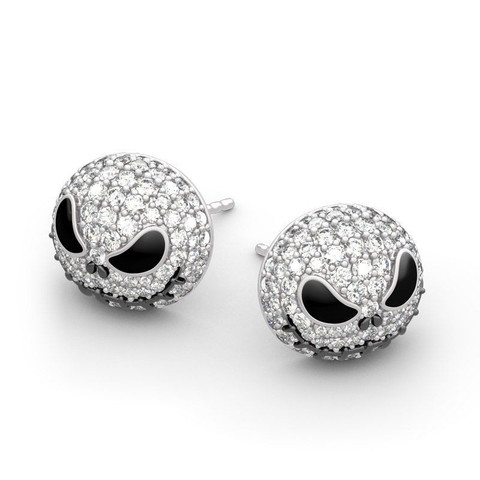 Pendientes joyería de fiesta gótica de dibujos animados pendientes de calavera círculo cristal Jack calavera pesadilla antes de Navidad mujer chica ► Foto 1/5