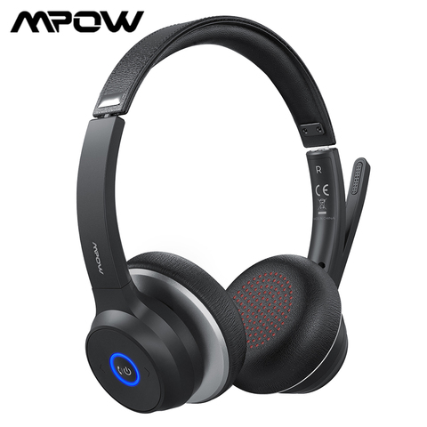 Auriculares inalámbricos Bluetooth Mpow HC5 con cancelación de ruido CVC 8,0 y batería de 22H, auriculares para llamadas transparentes para oficina y centro de llamadas ► Foto 1/6