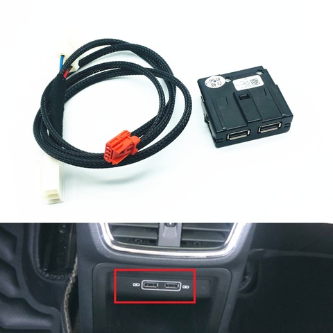 Coche interior trasero doble USB cargador de adaptador hembra Armerst USB arnés de cableado para Tiguan 2 MK2 Teramont Octavia Superb Kodiaq ► Foto 1/6