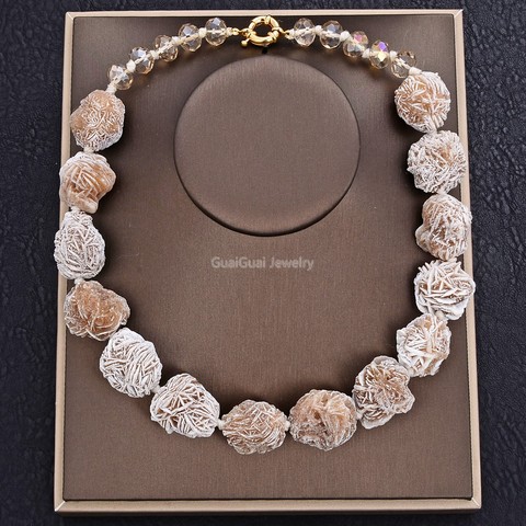 GG Jewelry-gargantilla de selenita de rosa de desierto Natural para mujer, joyería de 20 pulgadas, grupos de minerales, cuentas rugosas de bolsillo, estilo hipérbola ► Foto 1/3