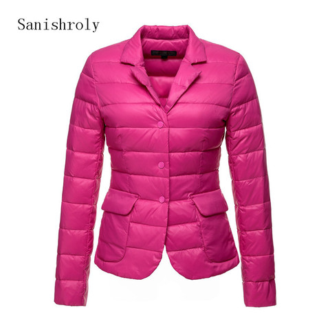 Sanishroly-Chaqueta de plumón de pato blanca ultraligera para mujer, traje con cuello, abrigo corto, Parkas, Tops de talla grande 2XL, SE731 ► Foto 1/6