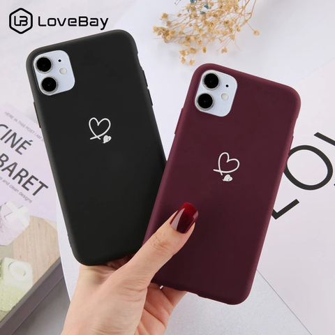 Lovebay colorido amor corazón carcasa para iPhone 6 6S 7 8 Plus 11 Pro X XR XS Max 5 5S SE Color caramelo teléfono caso funda trasera suave TPU ► Foto 1/6