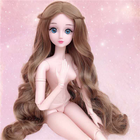 Peluca BJD de 35-45CM, 1/3 de largo negro con flequillo liso, rizada, de fibra de alta temperatura para muñeca, accesorios de cabello para chica, regalo ► Foto 1/6