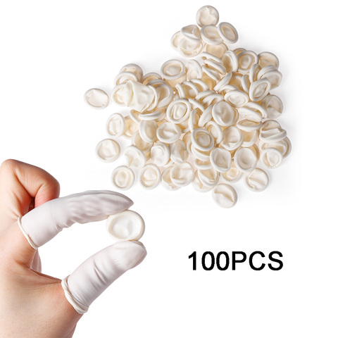 100 Uds desechables dedo tapa Natural guantes de goma antideslizante de dedo cunas Protector para puntas del dedo guantes no tóxico ► Foto 1/6