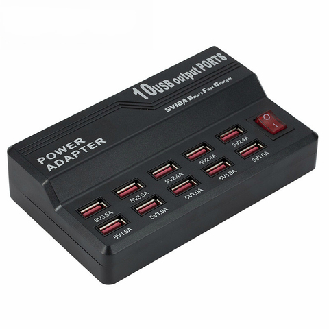 Multi Puerto 10 12A 60W cargador de alimentación USB rápido estación de carga para iPhone 7 5 5S 6 6S Plus, iPad, Samsung, LG, adaptador de CA ► Foto 1/6