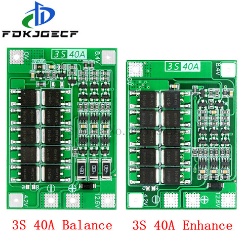 Placa de protección de batería de litio 3S 40A BMS 11,1 V 12,6 V 18650 con versión equilibrada para taladro, mejora/equilibrio de corriente de 40A ► Foto 1/5