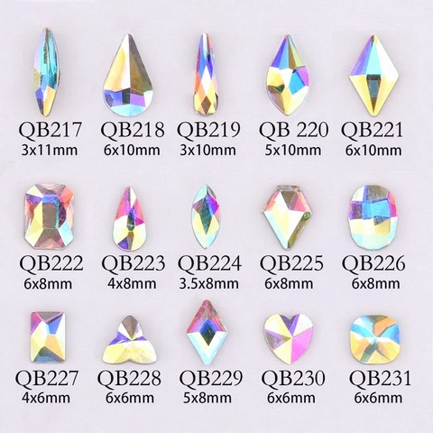 20 piezas cristales de uñas diamante piedra Strass AB diamantes de imitación de cristal para uñas 3D arte decoraciones suministros joyería QB217-246A ► Foto 1/6